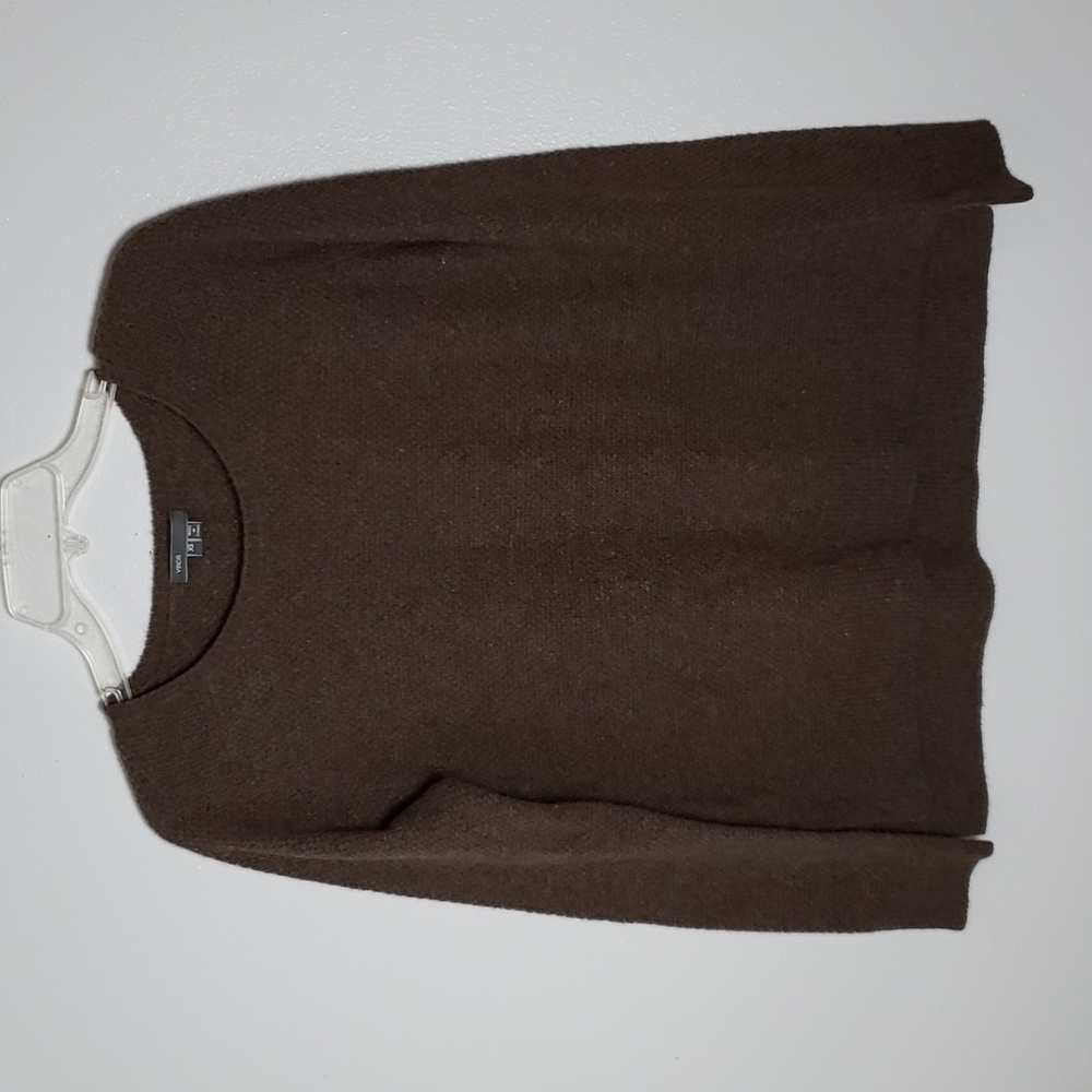 Vince wool yak blend gray brown pullover sweater, button detail, women's size XS
